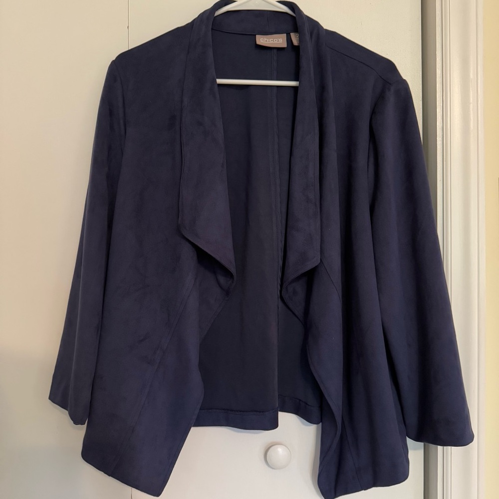 Chico's Navy Open Front Blazer Cardigan Size 2